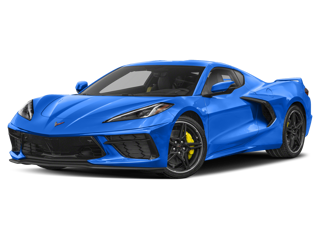 bright blue 2021 chevrolet stingray front left angle view
