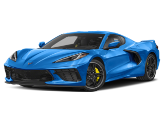 bright blue 2021 chevrolet stingray front left angle view