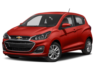 red 2021 chevrolet spark front left angle view
