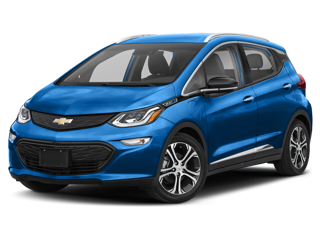 blue 2021 chevrolet bolt front left angle view