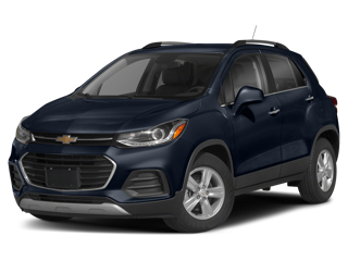 navy blue 2021 chevy trax front left angle view