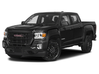 black 2021 gmc canyon truck front left angle view