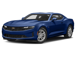 blue chevrolet camaro front left angle view