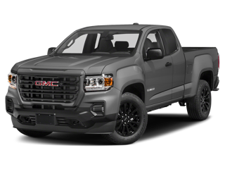 grey 2022 gmc canyon front left angle view