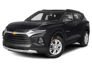 black 2021 chevy blazer front left angle view