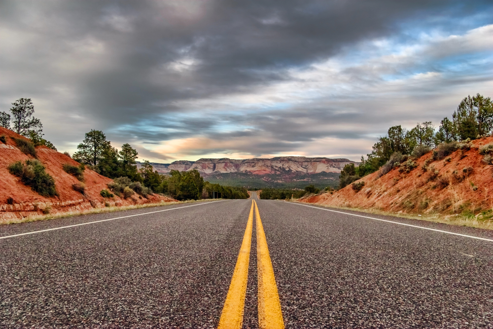 sunset image of road ahead