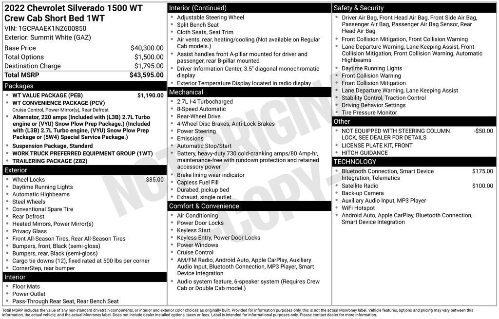 2022 Chevrolet Silverado 1500 WT