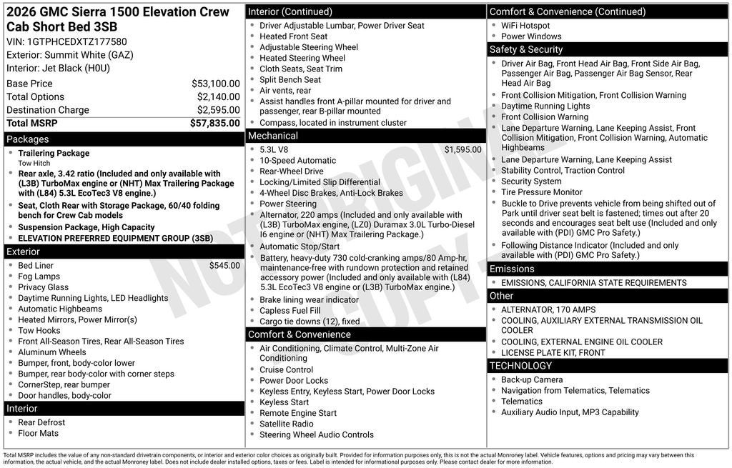 2026 GMC Sierra 1500 Elevation
