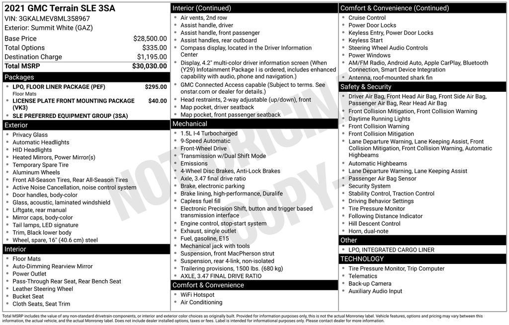 2021 GMC Terrain SLE
