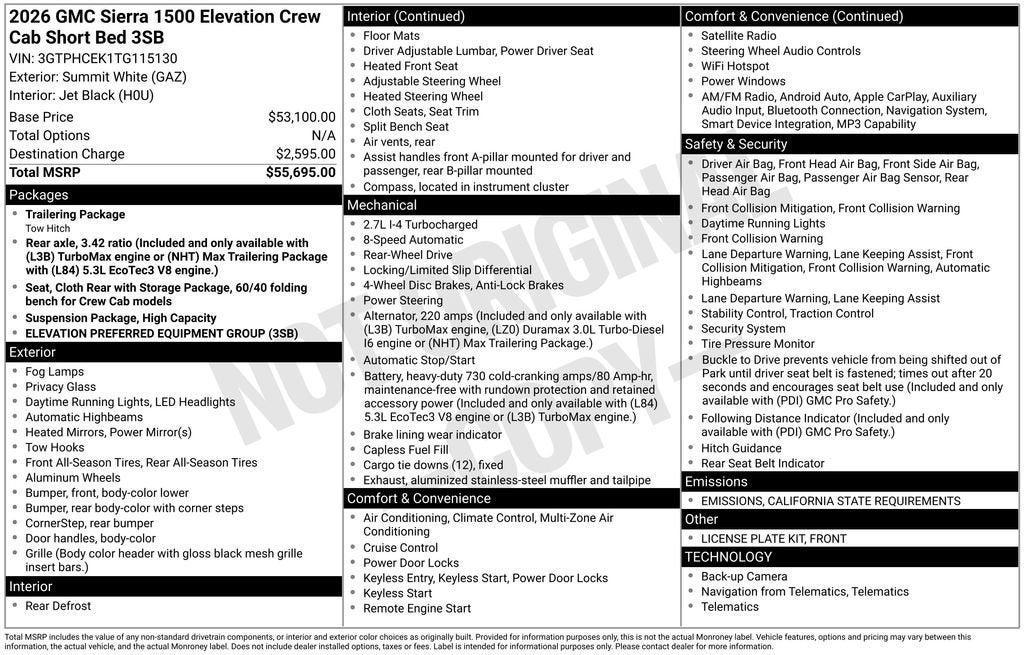 2026 GMC Sierra 1500 Elevation