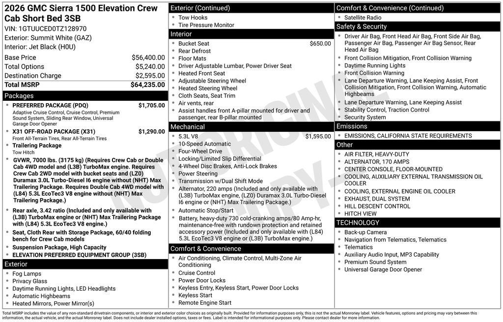2026 GMC Sierra 1500 Elevation