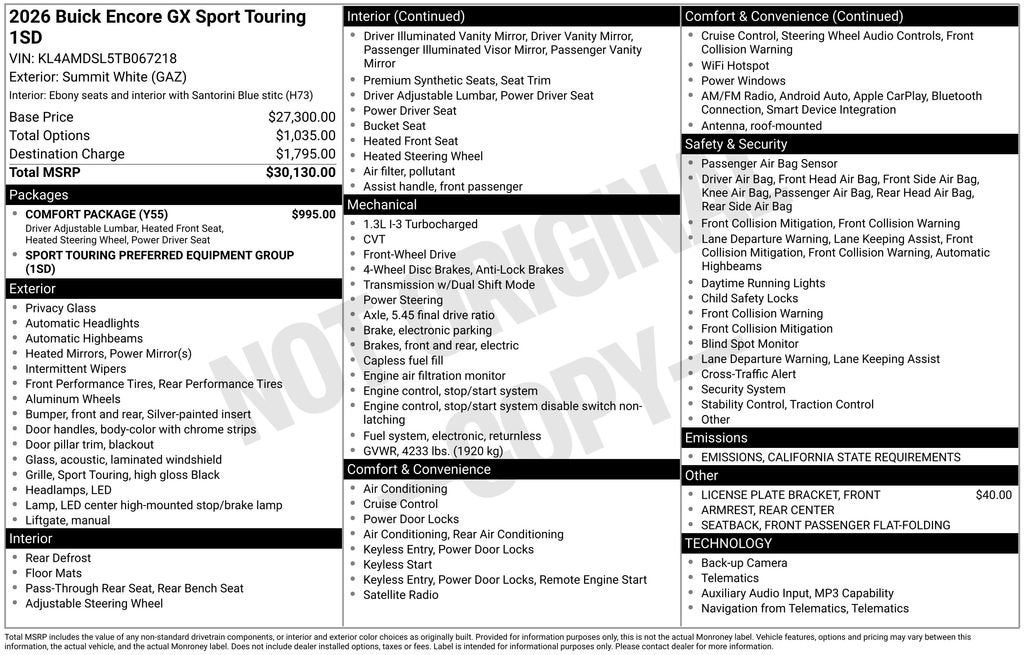 2026 Buick Encore GX Sport Touring