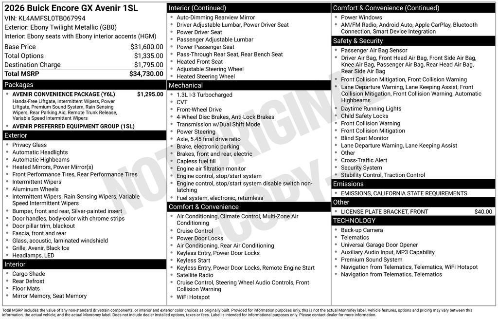 2026 Buick Encore GX Avenir