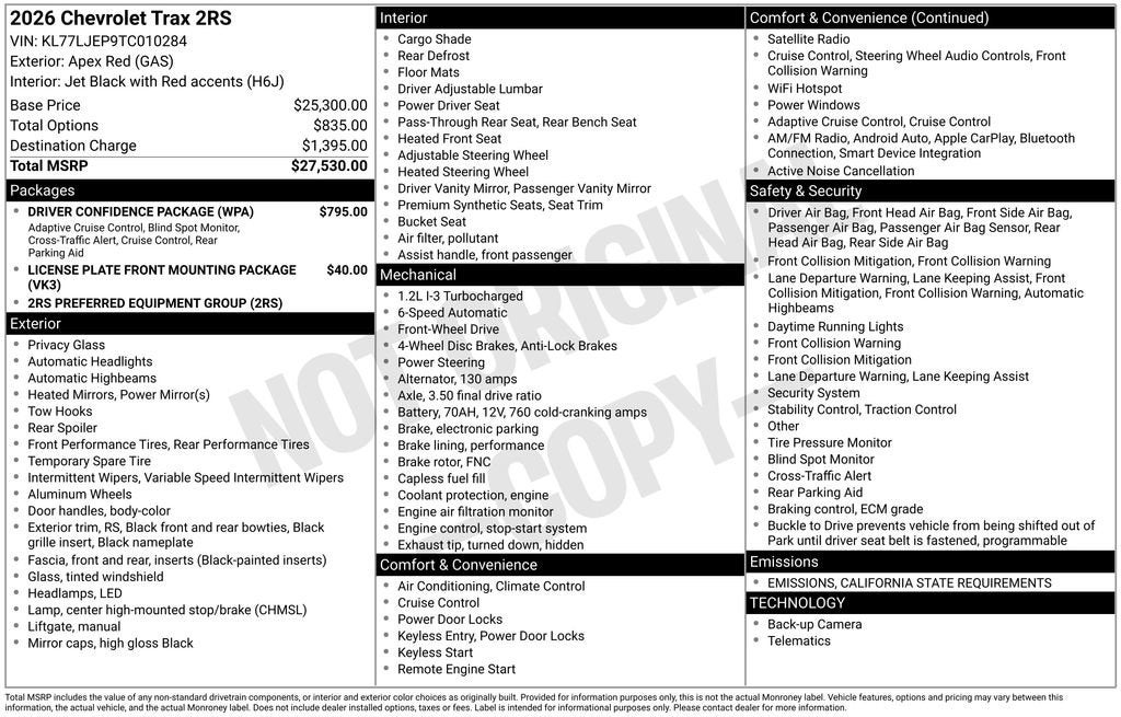 2026 Chevrolet Trax 2RS