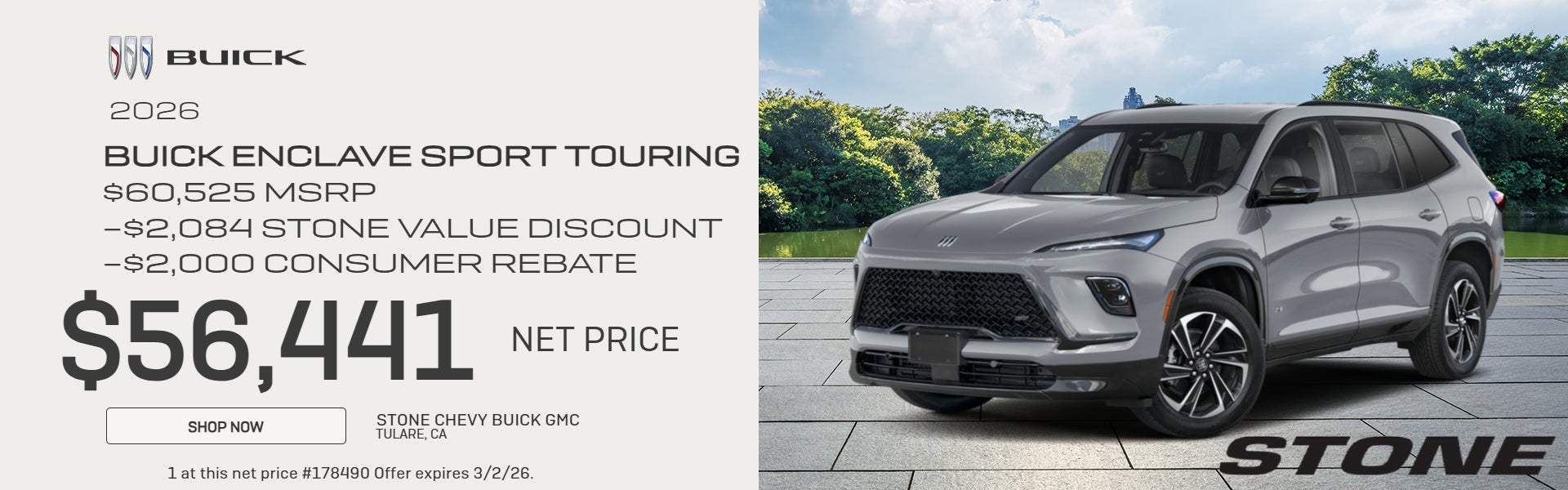 2026 BUICK ENCLAVE SPORT TOURING $56441 NET PRICE