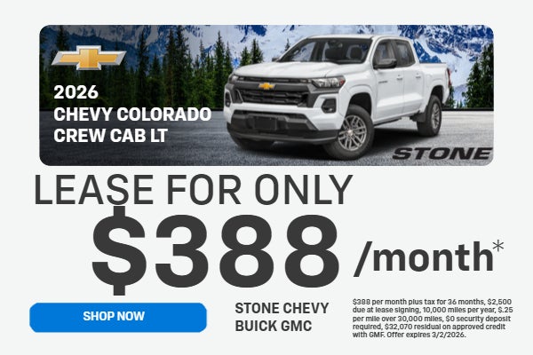2026 CHEVY COLORADO CREW CAB LT LEASE $388/MONTH