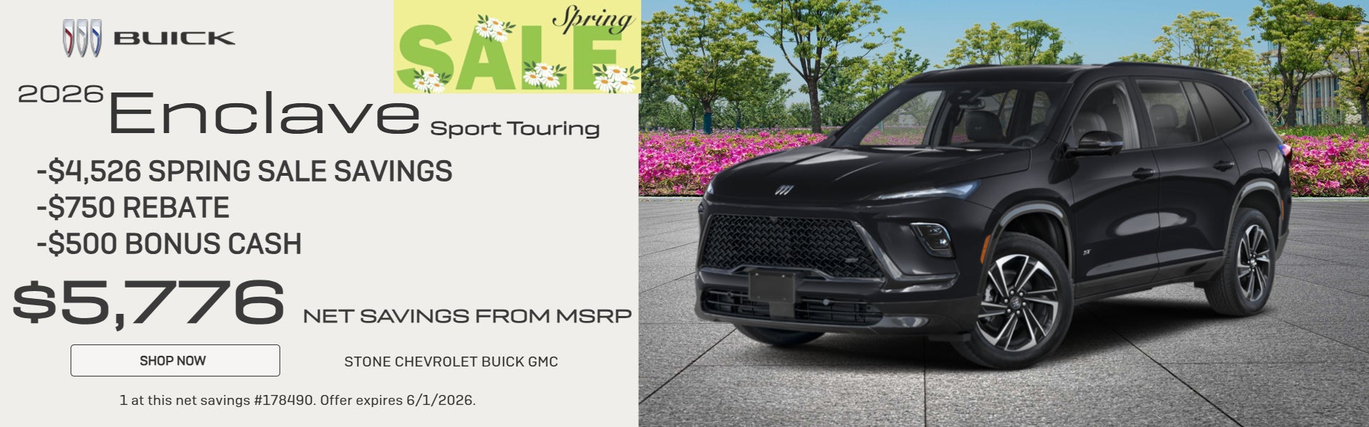 2026 BUICK ENCLAVE SPORT TOURING $5,776 NET SAVINGS MSRP