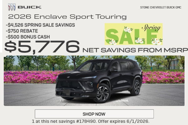2026 BUICK ENCLAVE SPORT TOURING $5,776 NET SAVINGS MSRP