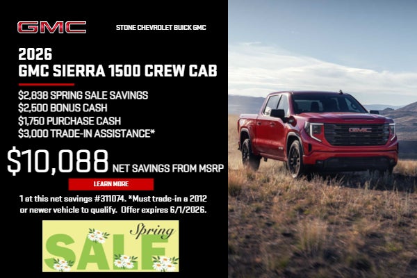 2026 GMC SIERRA CREW CAB $10,088 NET SAVINGS FROM MSRP 