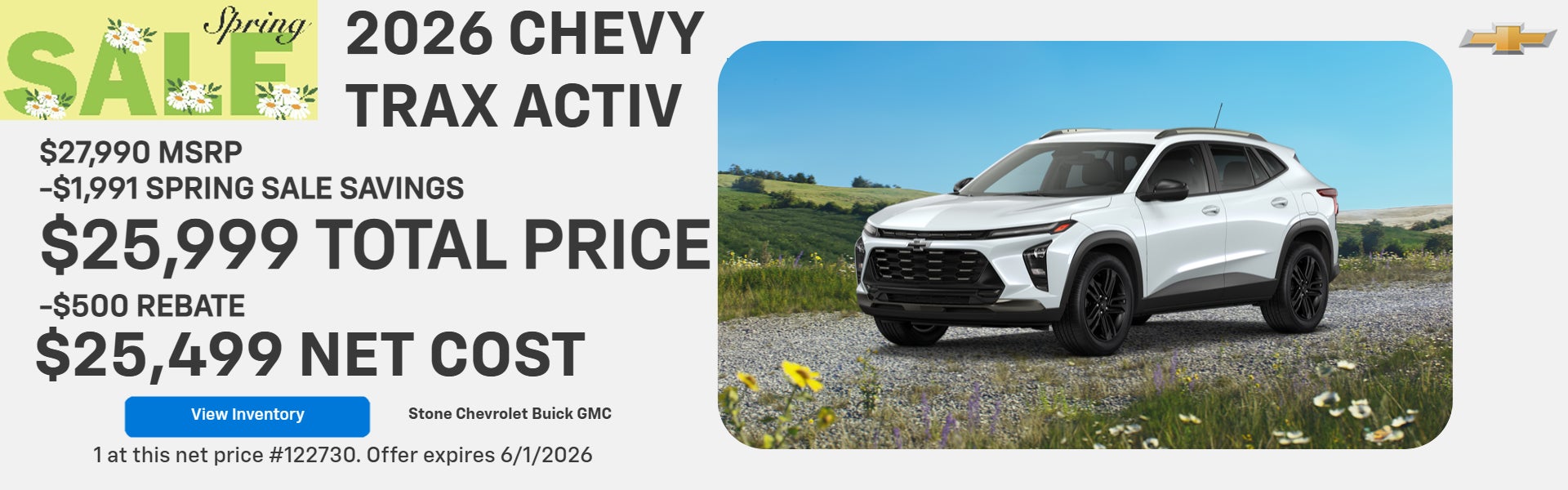 2026 CHEVY TRAX ACTIV $25,999 TOTAL PRICE