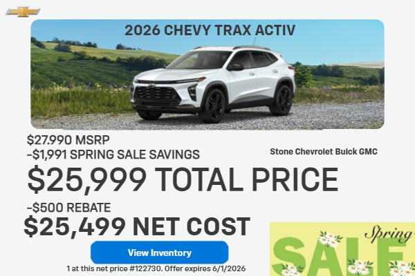 2026 CHEVY TRAX ACTIV $25,999 TOTAL PRICE